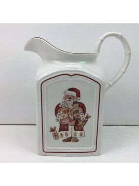 Villeroy & Boch White Ceramic Pitcher Christmas Santa Claus Gingerbread Man Milk